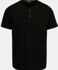 Černé basic tričko s knoflíky Burton Menswear London