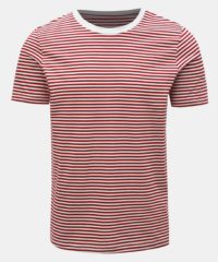 Červeno-bílé pruhované basic tričko Selected Homme Perfect