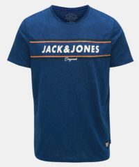 Modré žíhané regular fit tričko s příměsí lnu Jack & Jones Tuco