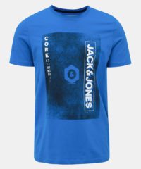 Modré tričko s potiskem Jack & Jones CORE Sound